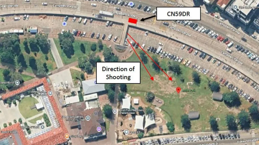 Map showing the scene of the shooting