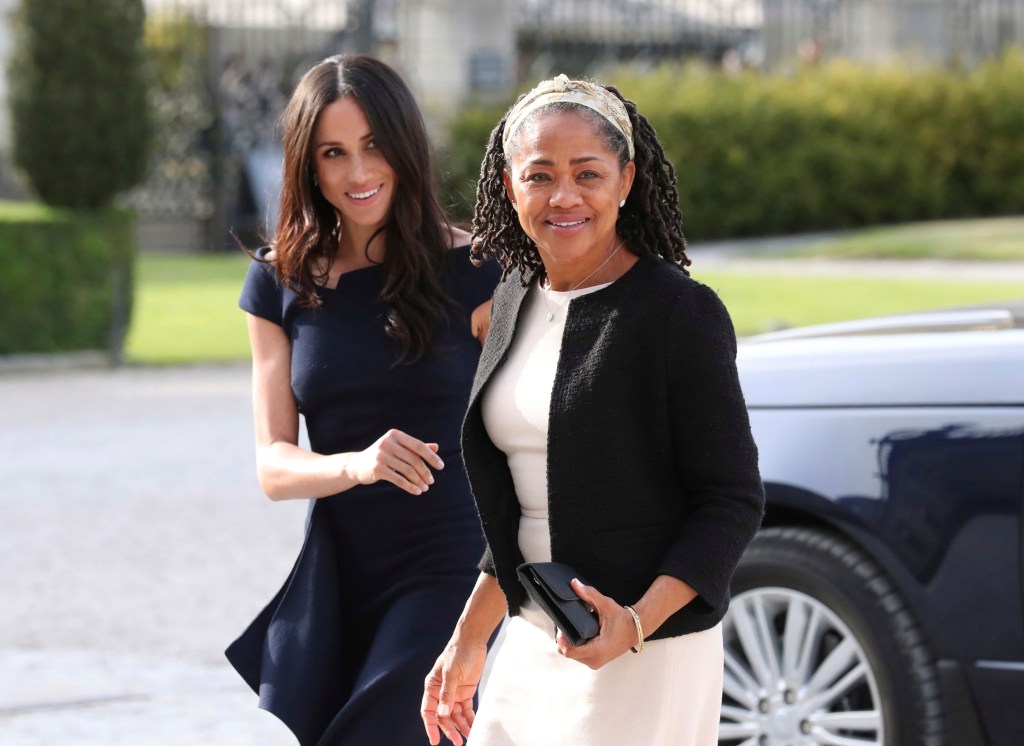 Meghan Markle and her mother, Doria Ragland, arrive at Cliveden House Hotel.