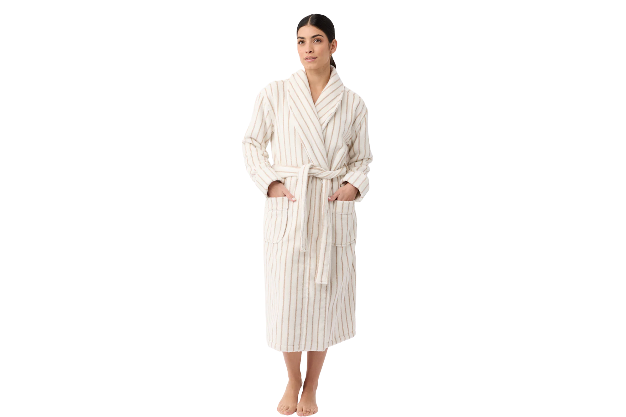 A model in a bathrobe