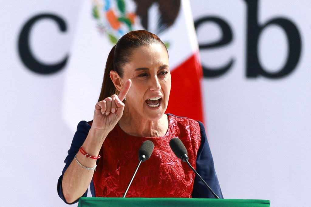 Mexico's President Claudia Sheinbaum speaks during an event in Zocalo Square to commemorate 7 years since her party, Morena, came to power, in Mexico City, Mexico December 6, 2025.