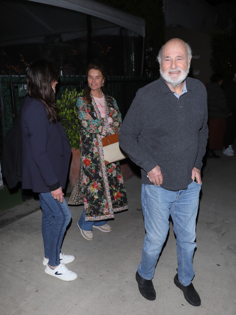 Michele Singer Reiner, Maria Shriver, and Rob Reiner leaving Giorgio Baldi.