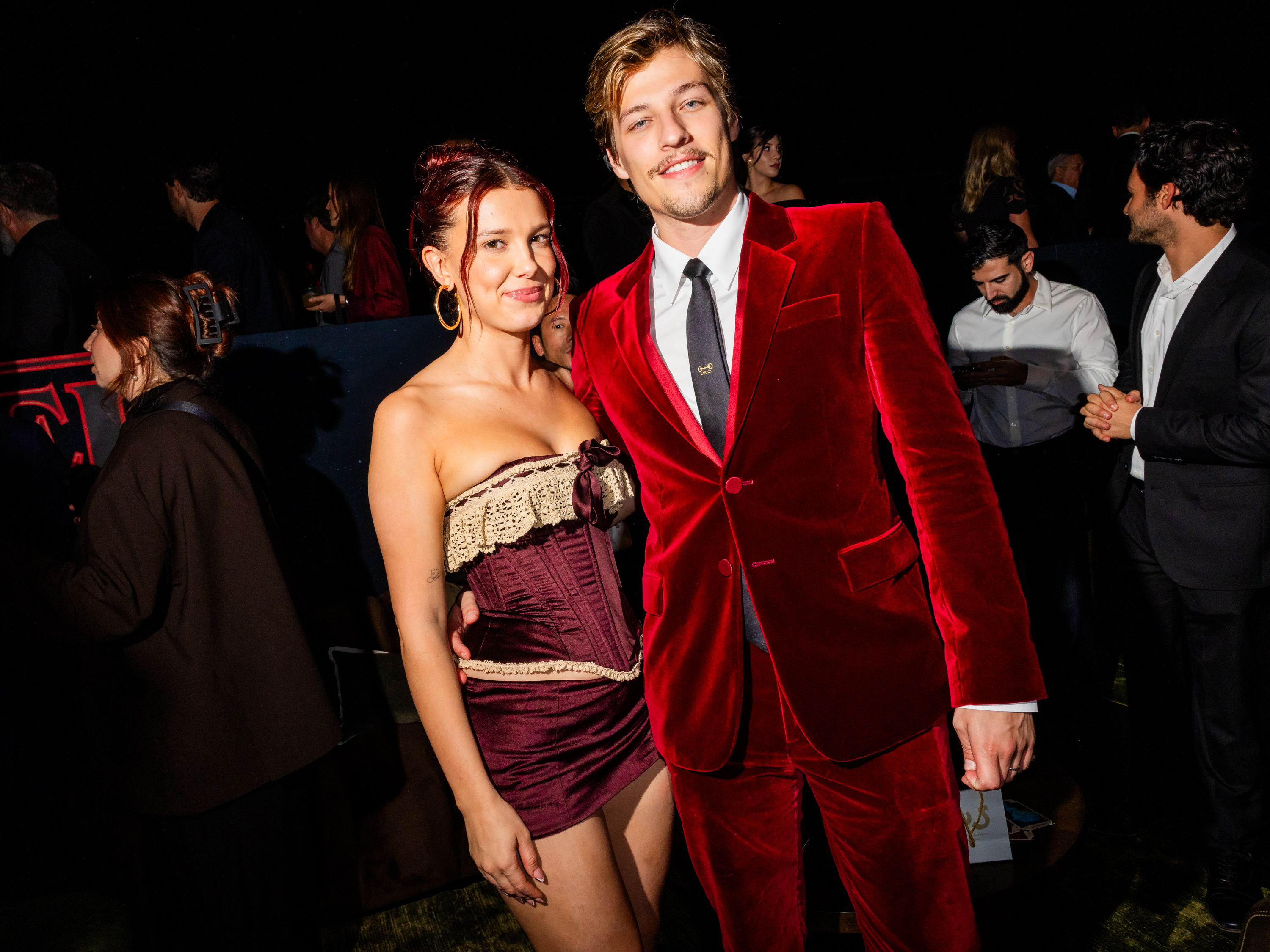 Millie Bobby Brown and Jake Bongiovi posing at the