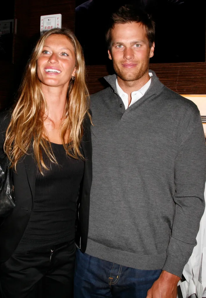 Model Gisele Bundchen and New England Patriots quarterback Tom Brady pose for a photo.