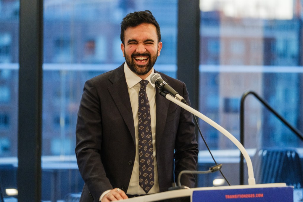 New York City mayor elect Zohran Mamdani holds a press conference at the DC37 headquarters in lower Manhattan.