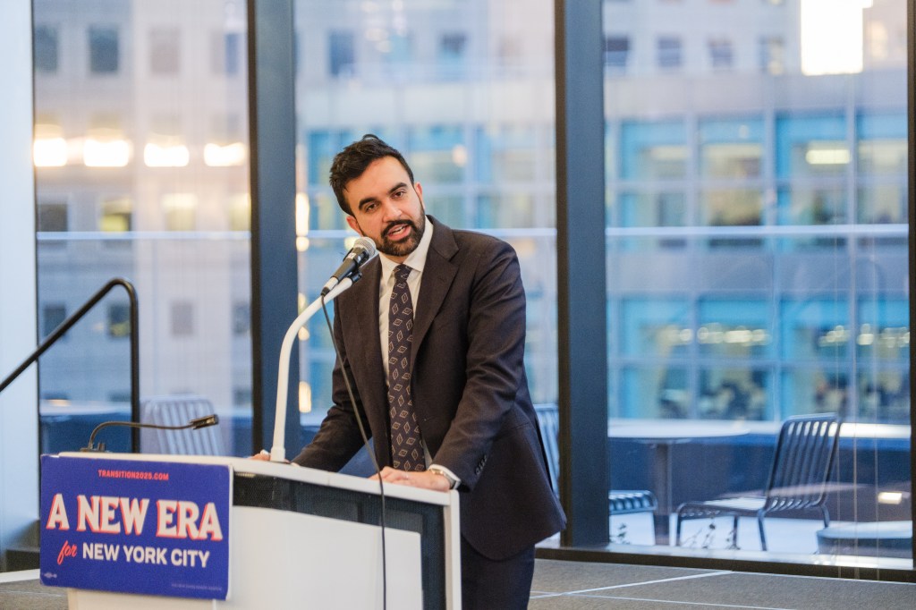 Zohran Mamdani, New York City mayor-elect, speaking at a press conference.