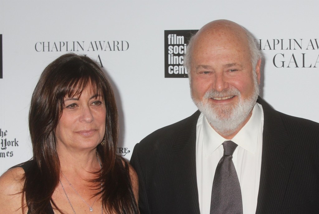 Rob Reiner and Michele Singer Reiner on a red carpet.