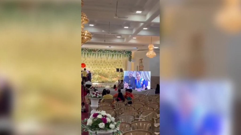 The video-link wedding reception was caused when their IndiGo flight was cancelled. 