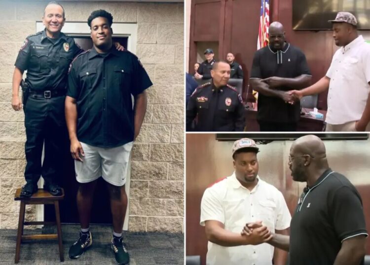 NBA icon Shaquille O’Neal assists 7-foot-3 police recruit who failed exam by one point in dream to become tallest cop in Texas