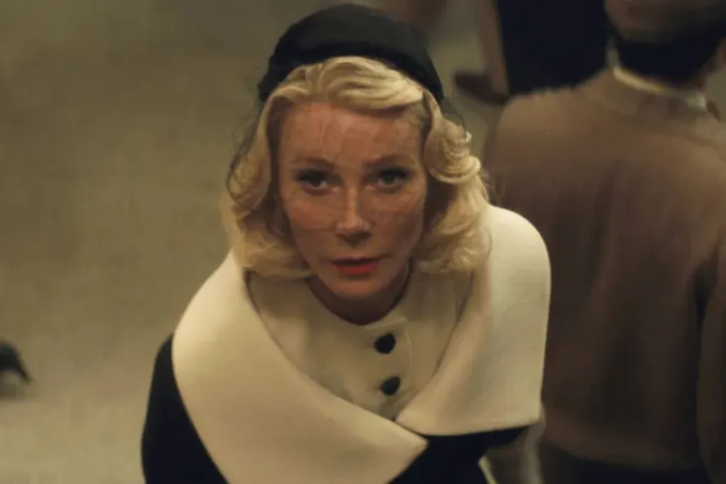 An image collage containing 1 images, Image 1 shows Gwyneth Paltrow in character in Marty Supreme (2025)