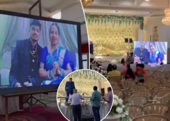 Newlyweds have ‘virtual’ wedding reception after flight canceled at last minute