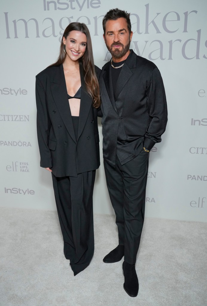 Nicole Brydon Bloom and Justin Theroux arrive at the InStyle Imagemaker Awards.