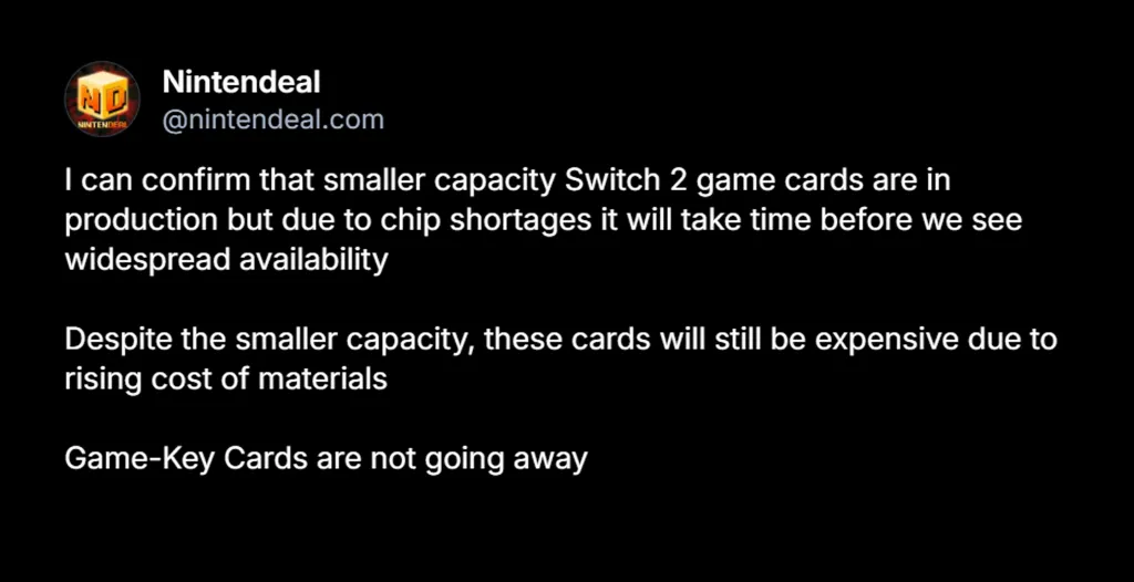 Nintendo Switch 2 Game Key Cards Report