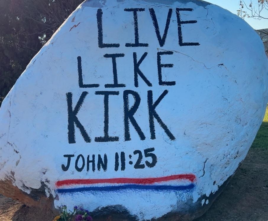 A white painted rock with