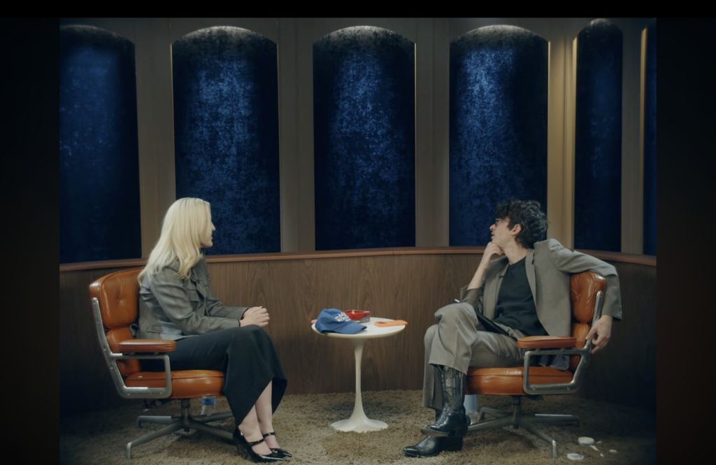 Olivia Nuzzi and Adam Friedland during an interview on The Adam Friedland Show.