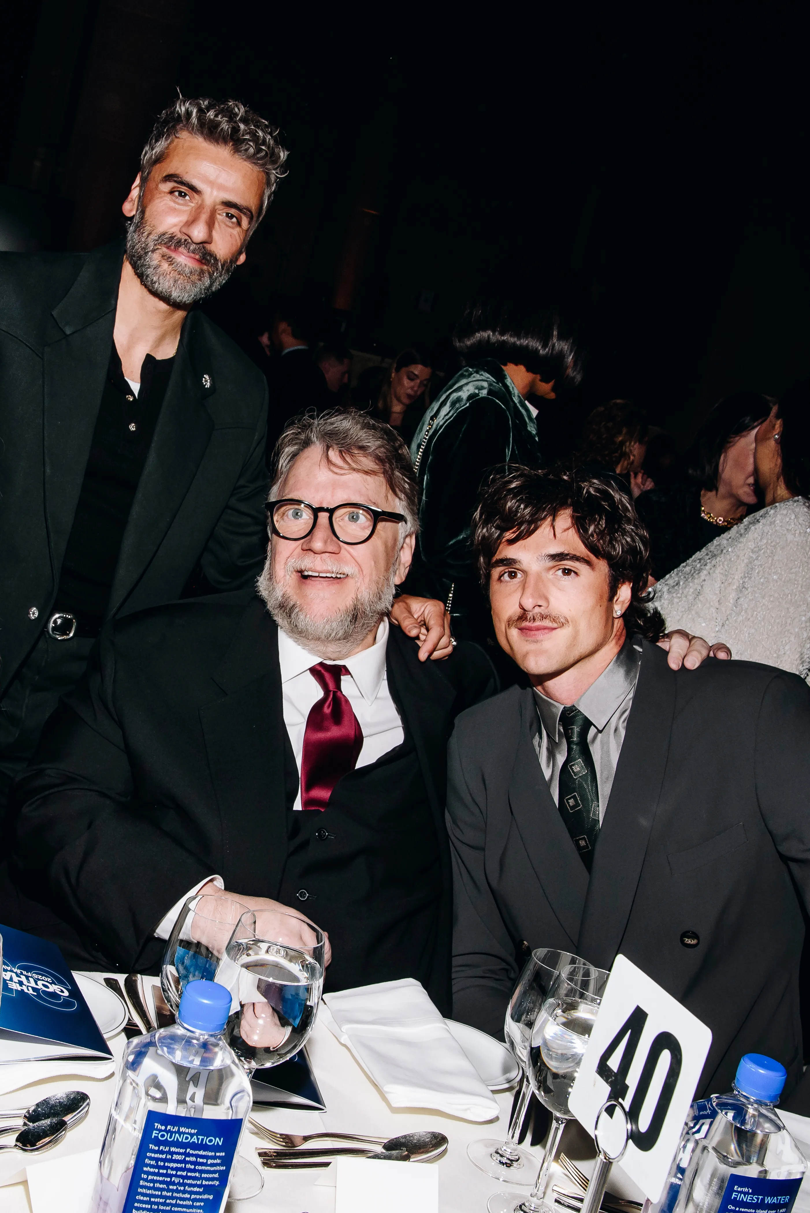 Oscar Isaac, Guillermo del Toro and Jacob Elordi at the 2025 Gotham Awards.