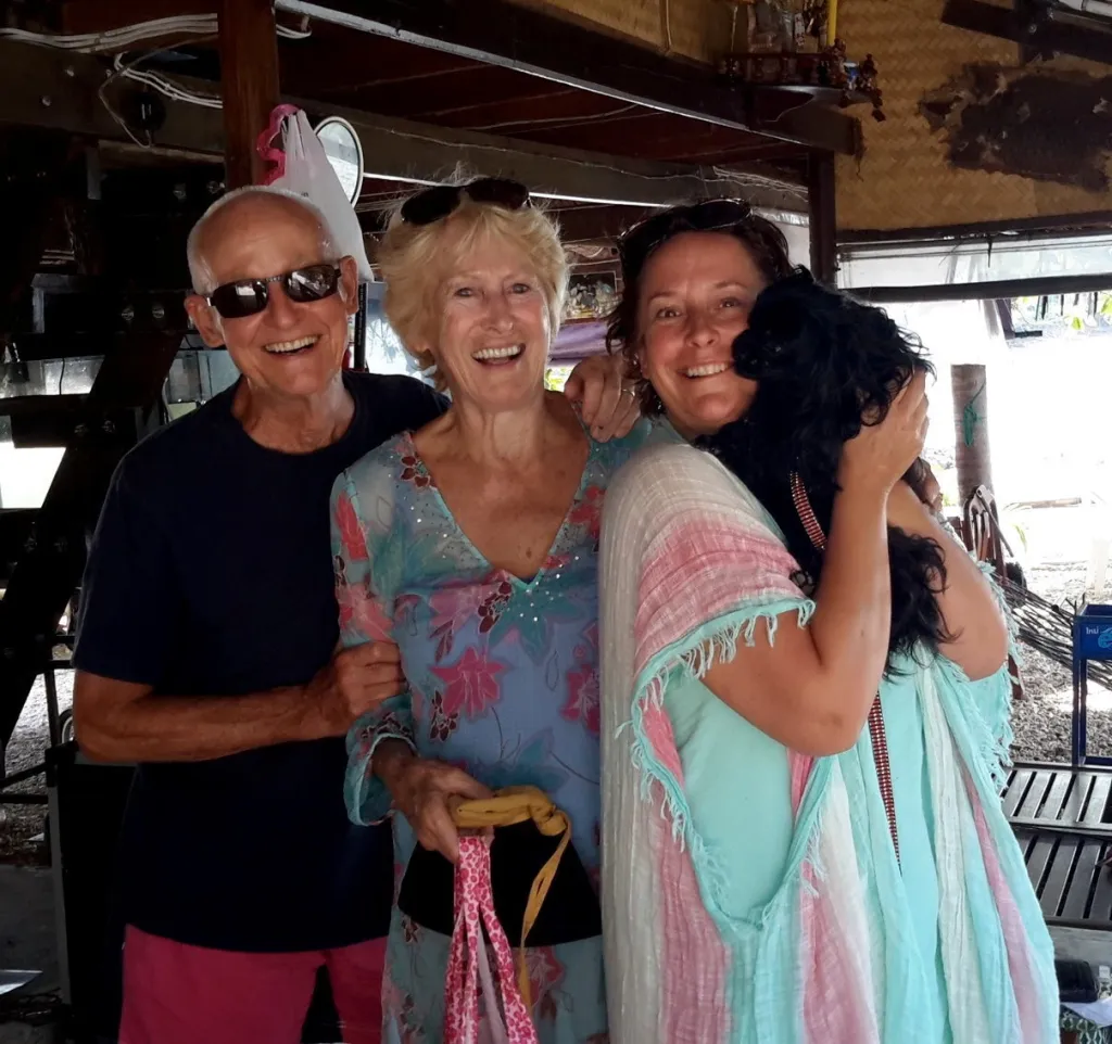 Julie Butler (right) with parents Tony and June.