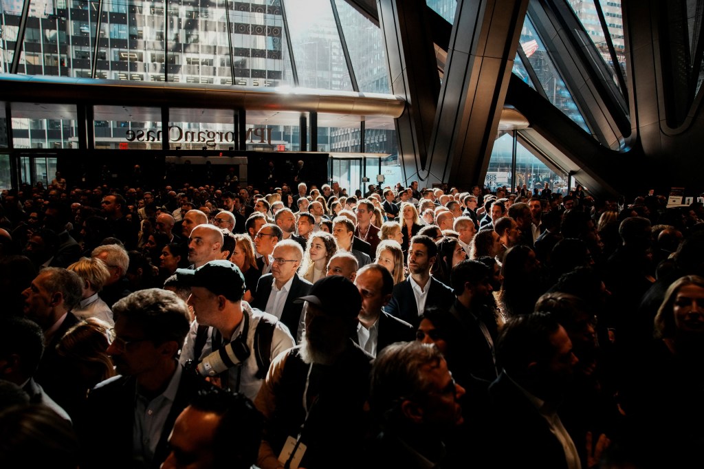 People attending the JPMorganChase ribbon cutting ceremony opening for the firm's new headquarters.