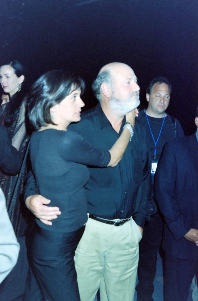 Actor Rob Reiner and Michele Singer pose at the Giorgio Armani party.