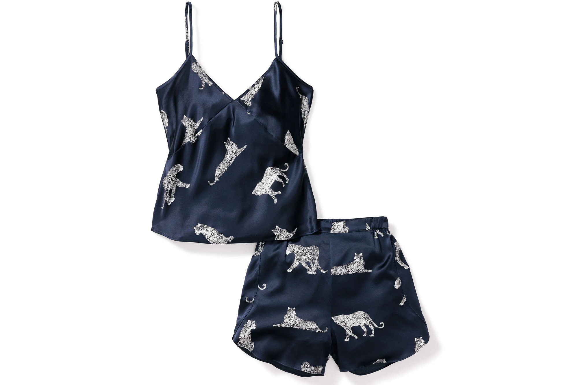 Petite Plume Silk Cami Short Set in Panthère de Nuit