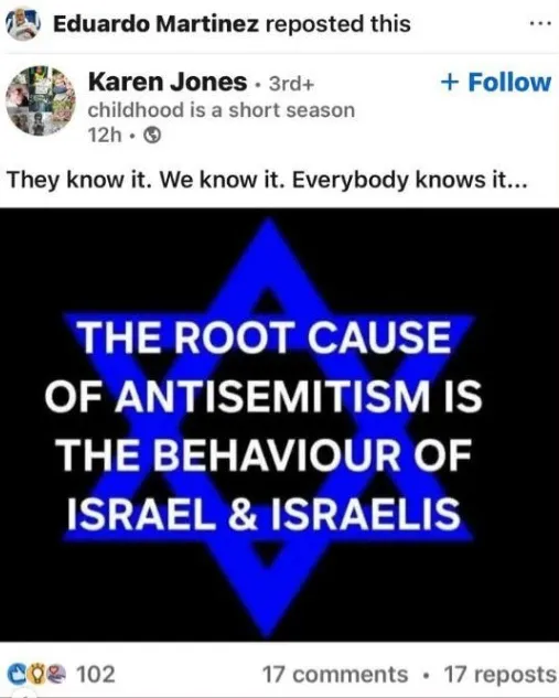 Screenshot of a social media post with the text 