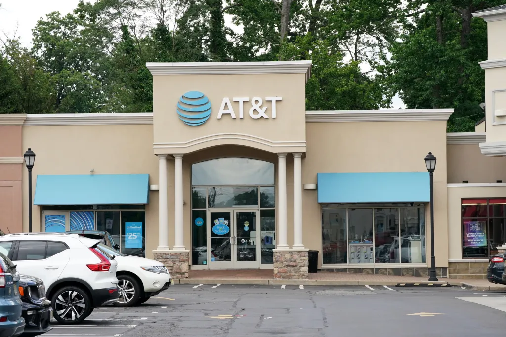 An AT&T store sign in Paramus, New Jersey.
