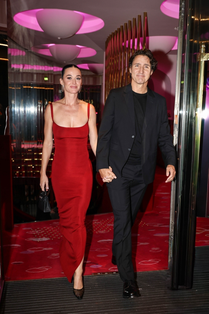Katy Perry and Justin Trudeau holding hands at Crazy Horse Paris.