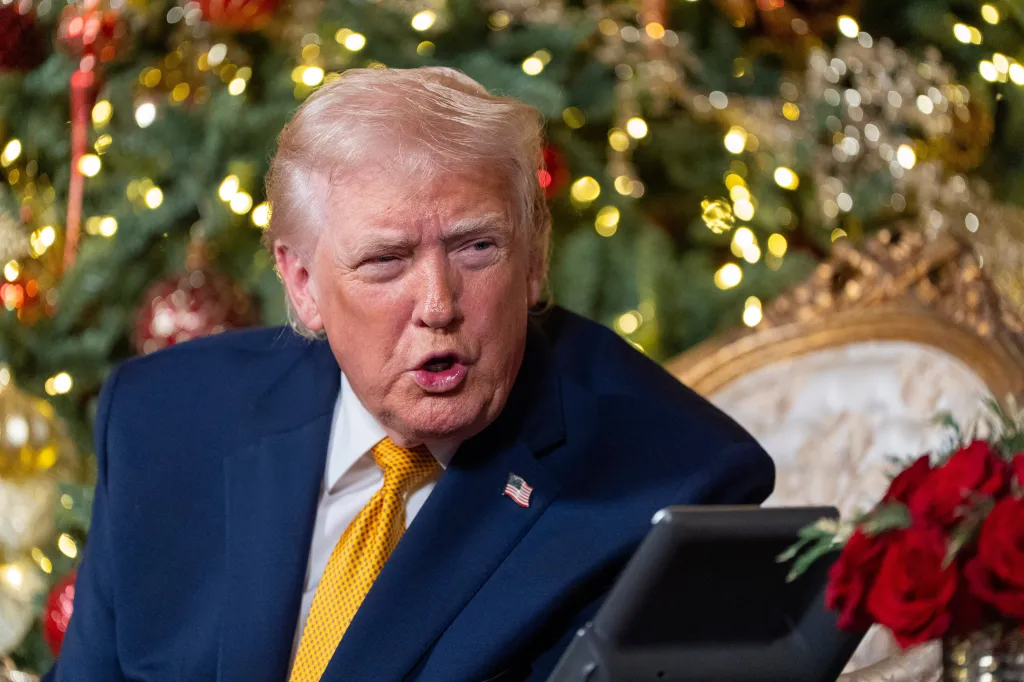 President Donald Trump speaking during a NORAD Tracks Santa Operation call.