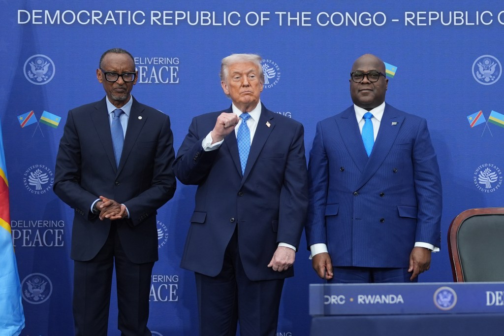 President Trump with Rwandan President Paul Kagame and Democratic Republic of Congo President Felix-Antoine Tshisekedi.