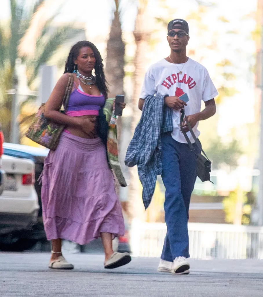 Sasha Obama and her boyfriend, Clifton Powell Jr., walk outside in Los Angeles.