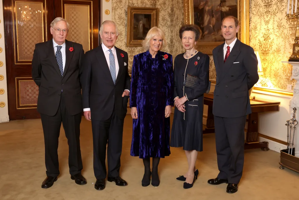 Prince Richard, Duke of Gloucester, King Charles III, Camilla, Queen Consort, Princess Anne, Princess Royal and Prince Edward, Earl of Wessex host Team GB Tokyo Olympic medalists at Buckingham Palace on November 2, 2022 in London , England.