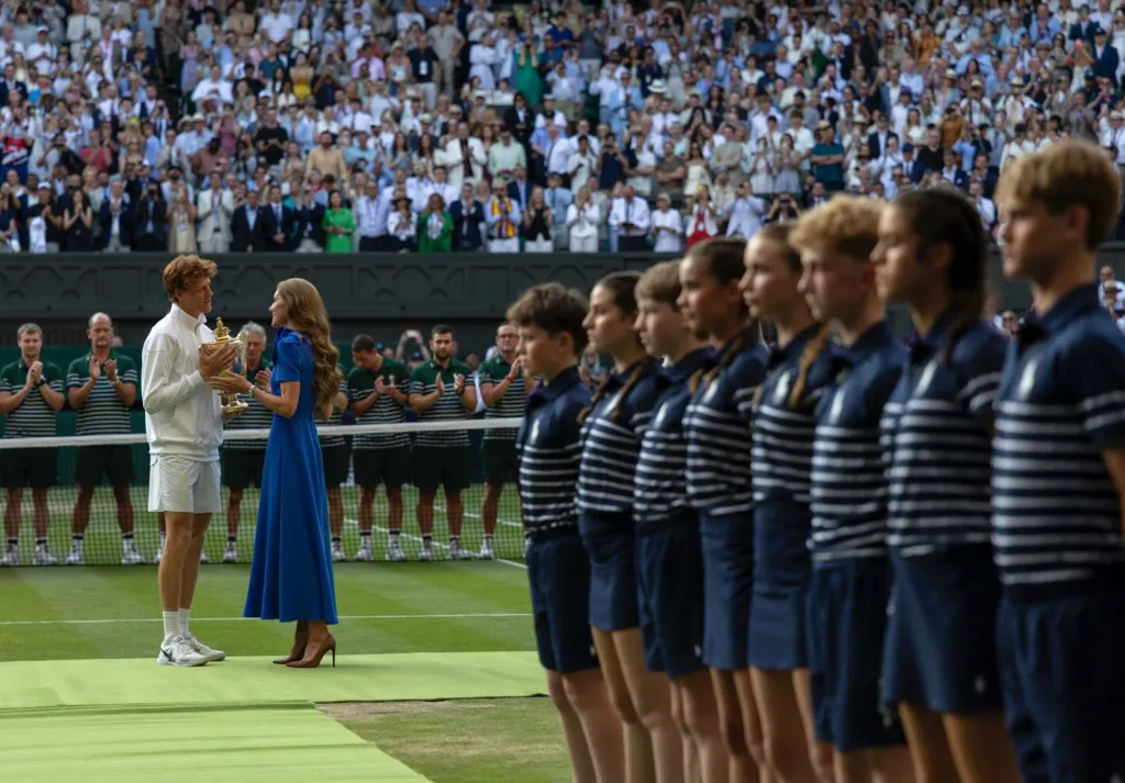Prince William, Duke of Cambridge, and Kate Middleton, Duchess of Cambridge, at the Wimbledon Championships.
