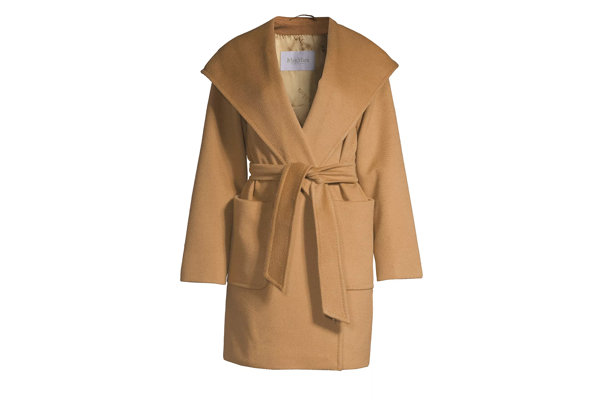Max Mara Rialto Camel Hair Hooded Wrap Coat