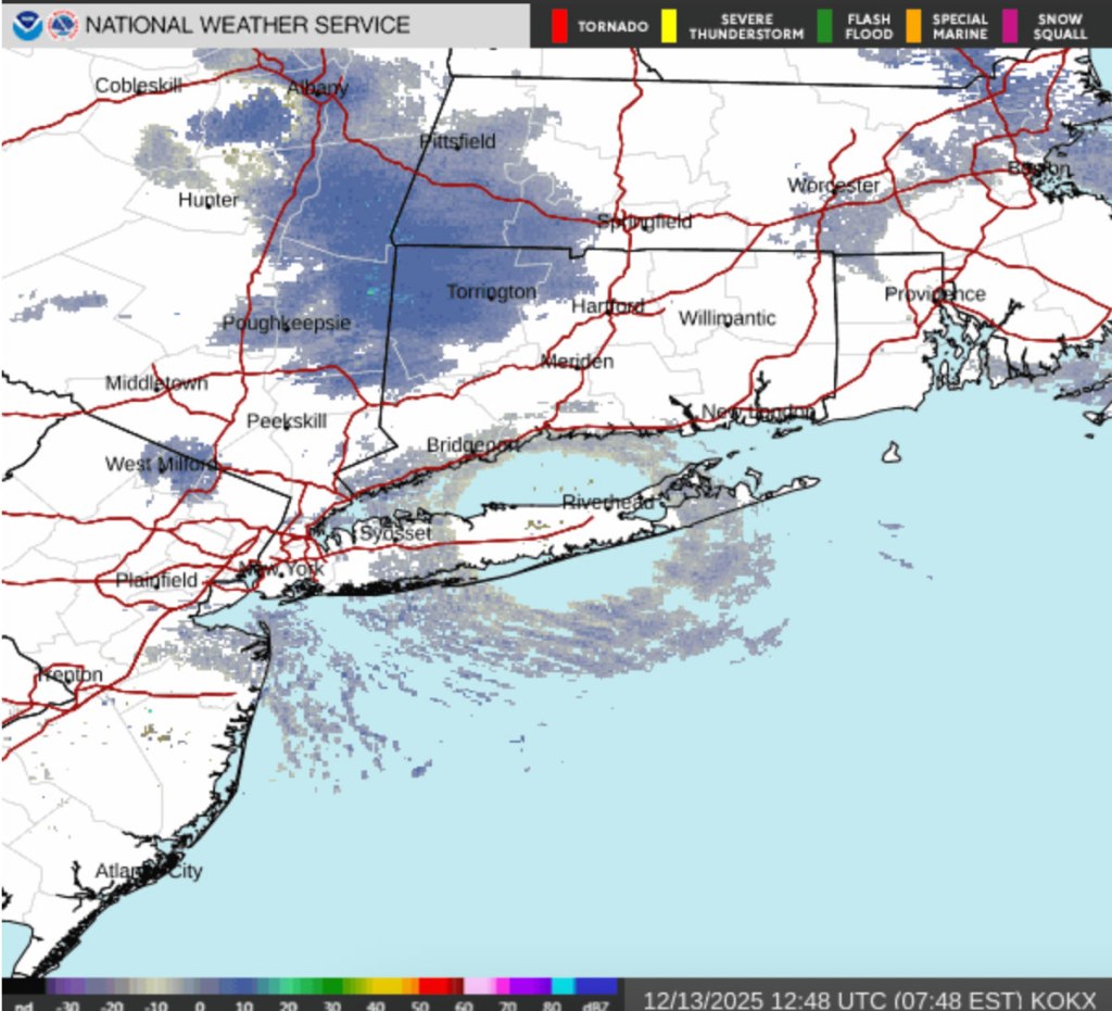 A radar showing the snow storm.