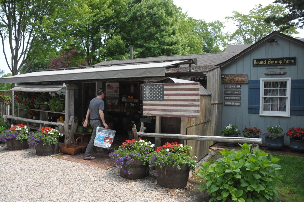 views of the Round Swamp Farm store on 3 Mile Harbor Road in East Hampton.