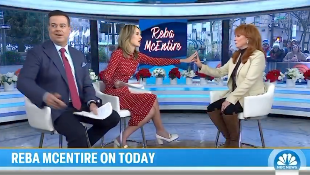 Reba McEntire on the Today show correcting the hosts on her relationship status.