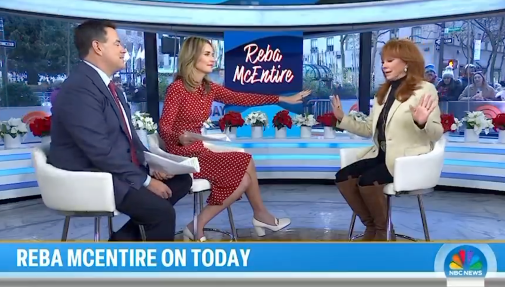 Reba McEntire speaking on the TODAY show with two hosts.