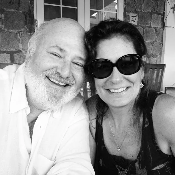 Rob Reiner and Michele in a black and white photo.