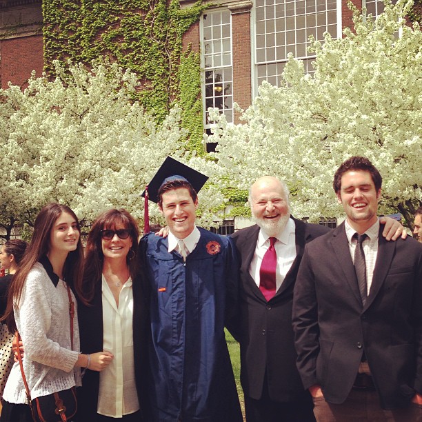 Rob Reiner with Michele, Romy, and Nick at a graduation ceremony.