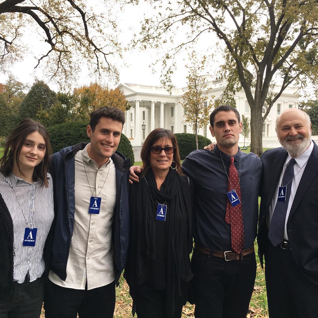 Rob Reiner with Michele, Romy, Nick and Jake in front of the White House.