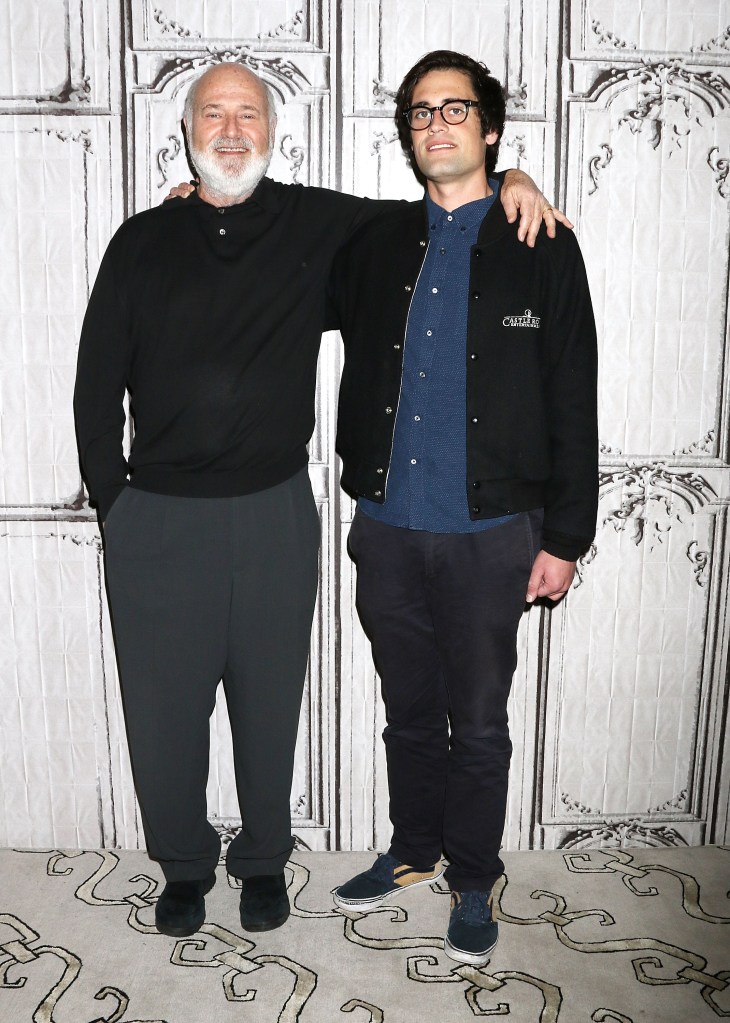 Rob Reiner and Nick Reiner posing for a photo at AOL Build Speaker Series.