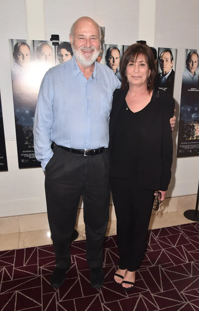 Rob Reiner and Michele Singer Reiner pose at the premiere of