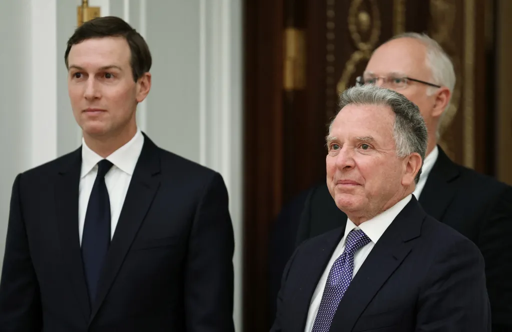 Jared Kushner (left) and U.S. special representative Steve Witkoff (right) attending a meeting in Moscow.