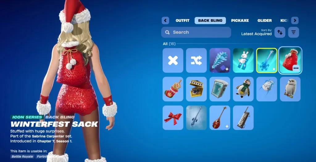 Sabrina Carpenter Christmas Back Bling Fortnite