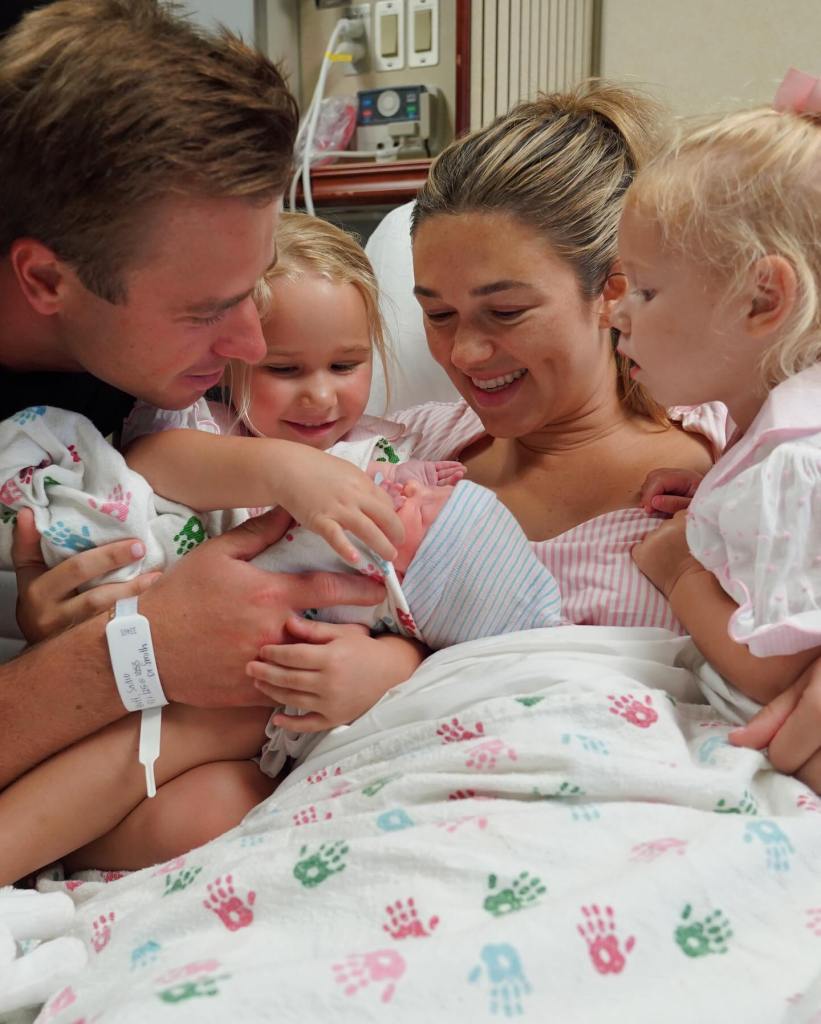 Sadie Robertson and Christian Huff with daughters via Instagram in August 2025