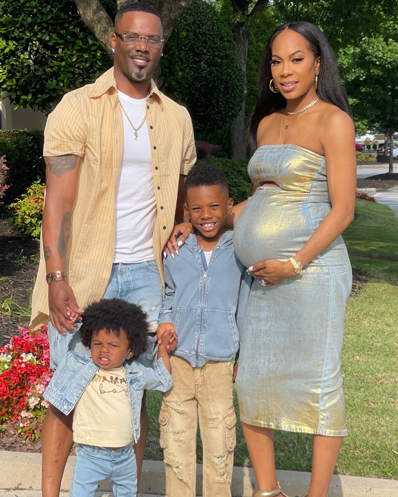 Sanya Richards-Ross with her husband, Aaron and their two sons, Aaron Jermaine Ross II and Asani Legend.