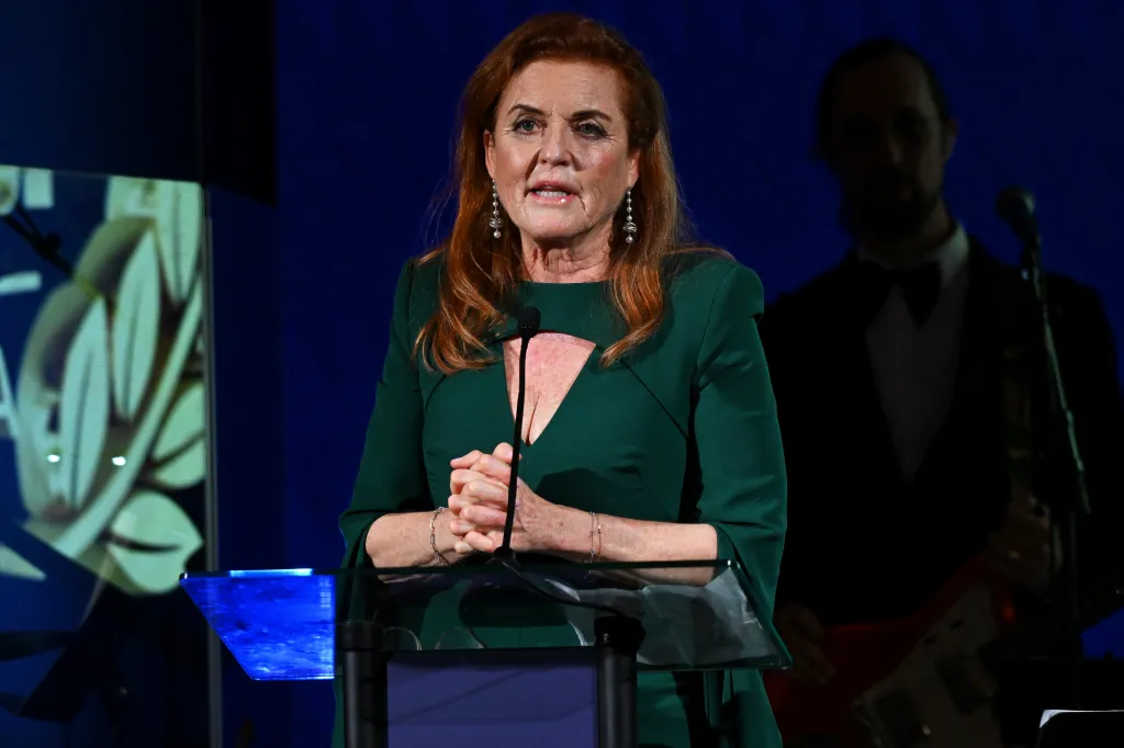 Sarah Ferguson speaking at The Perfect World Foundation's Honorary Conservation Award ceremony.