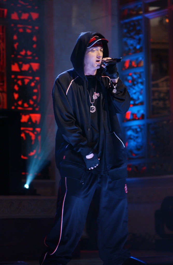 Musical guest Eminem performs on Saturday Night Live in 2004