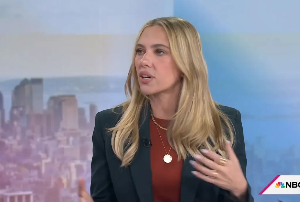 Scarlett Johansson speaking during an interview on NBC.