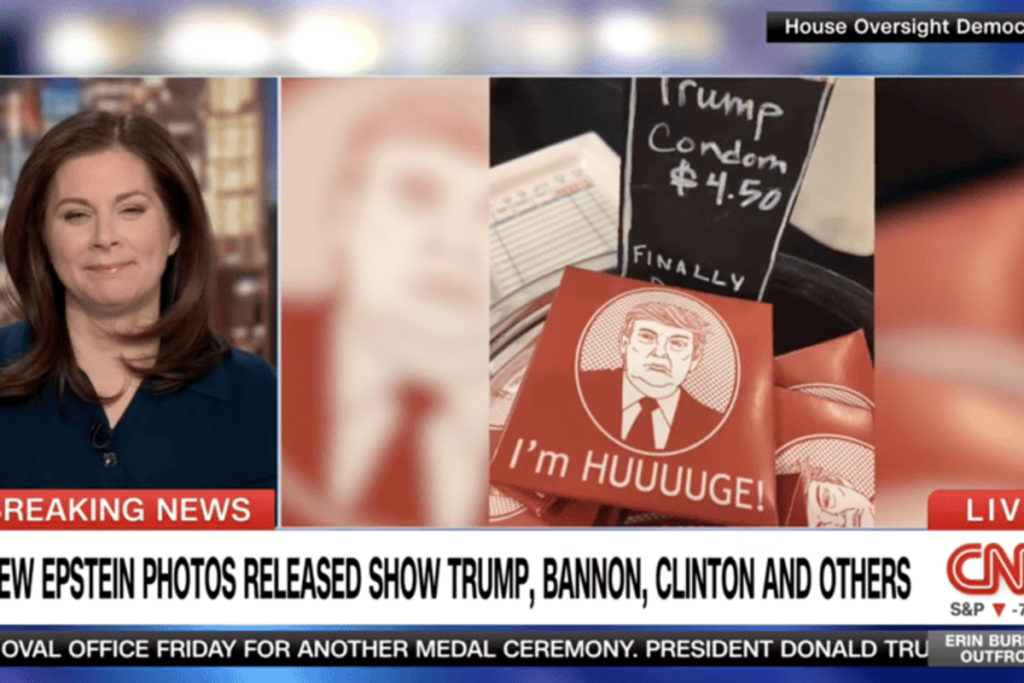 ‘Huuuuge’: Erin Burnett in disbelief reading text of Trump-themed item in Epstein photos