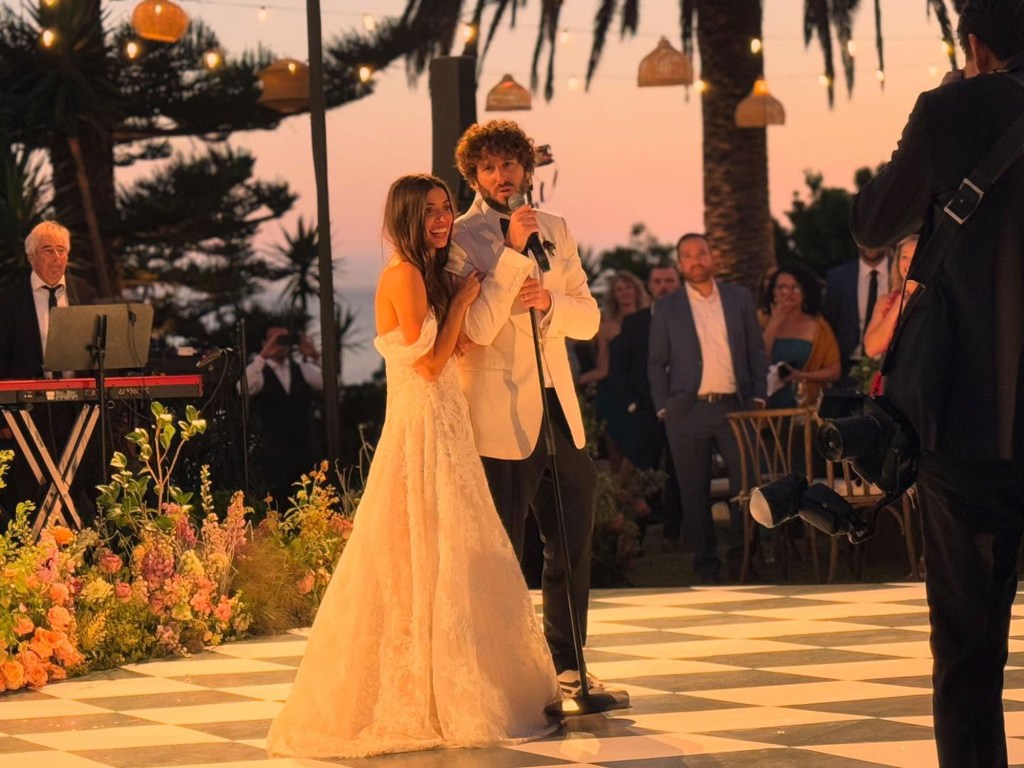 Lil Dicky and Kristin Batalucco on their wedding day.